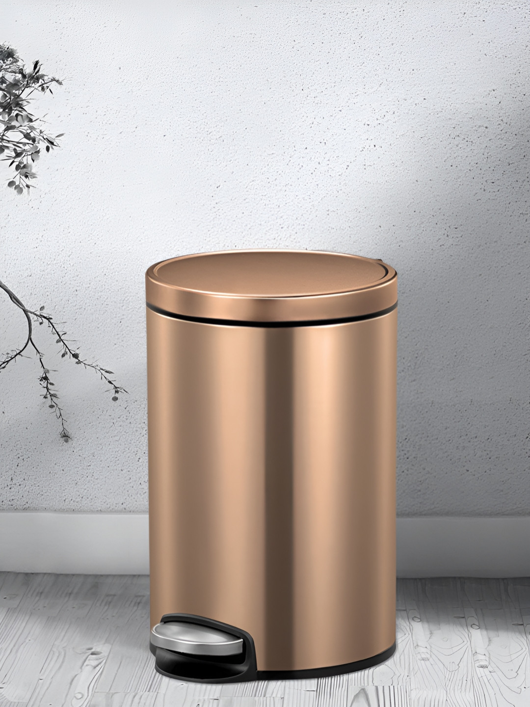 OBSESSIONS Copper & Black Stainless Steel Soft-Close Trash Round Pedal Dustbins - 20 L