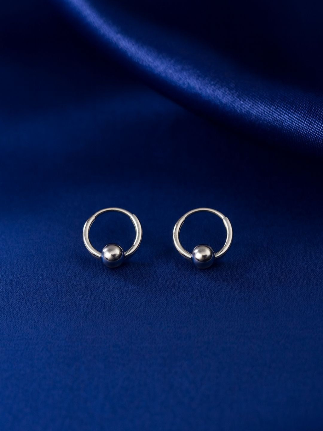 RACHIVA Women Sterling Silver Ball Hoop Earrings
