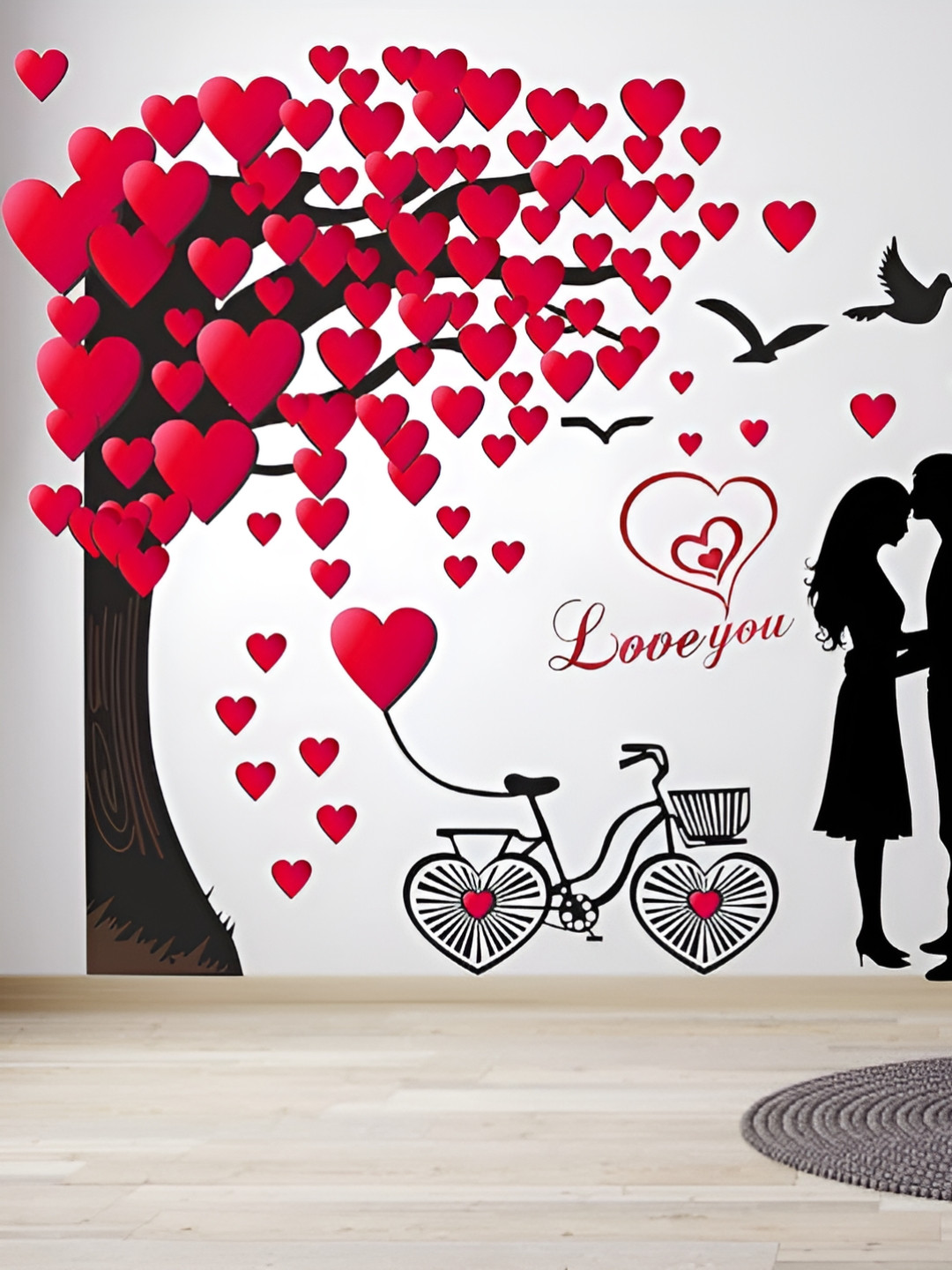 Sai Designs Red & Black Love Quote Printed Self Adhesive Wall Decals & Sticker