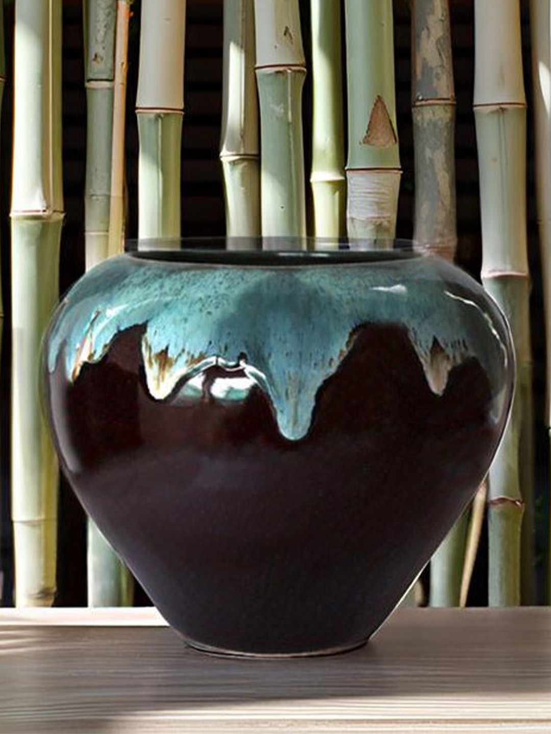 Urbanroots Brown and Blue Ceramic Apple Planter