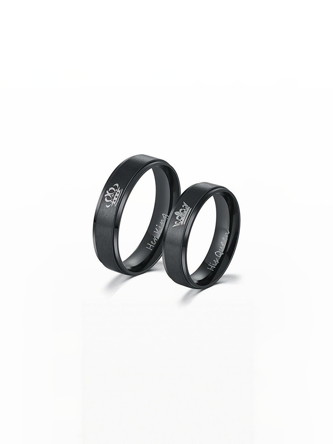 Moneekar Jewels Unisex Set of 2 Black Titanium Couples Finger Rings