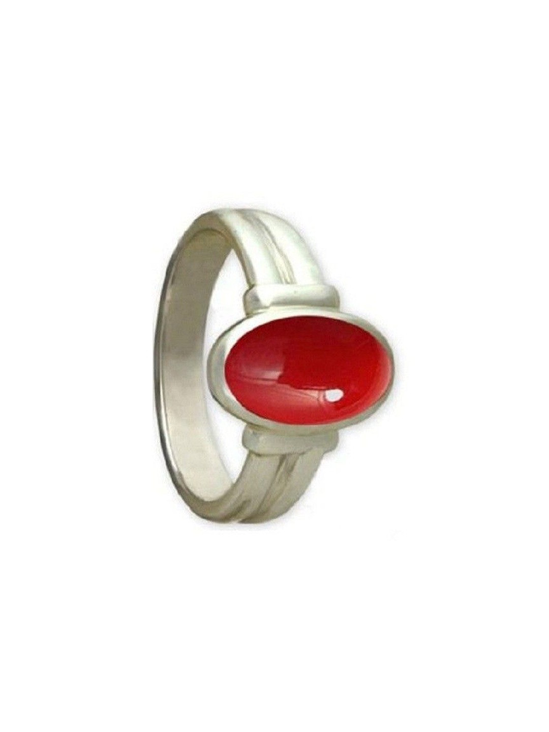 RAVIOUR LIFESTYLE Unisex Silver-Plated Coral (Moonga) Finger Ring