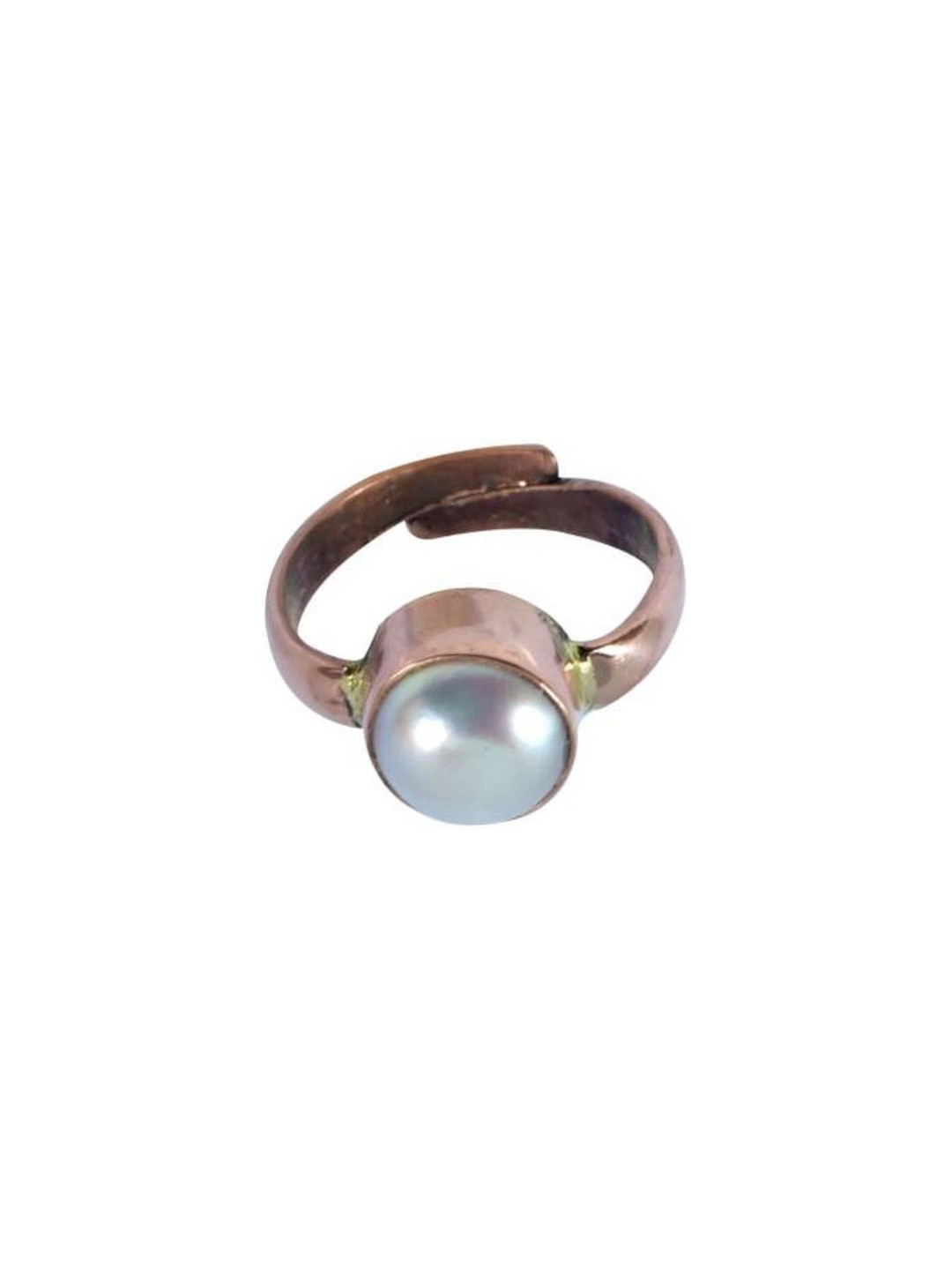 RAVIOUR LIFESTYLE Unisex 5.5 Carat Pearl Brass Finger Ring
