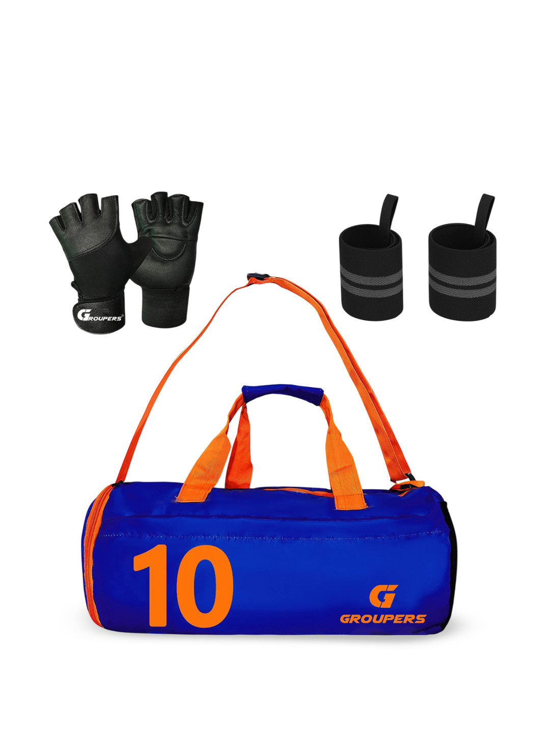 GROUPERS Unisex Medium Sports Or Gym Duffel Bag With Gym Gloves & Wrist Band