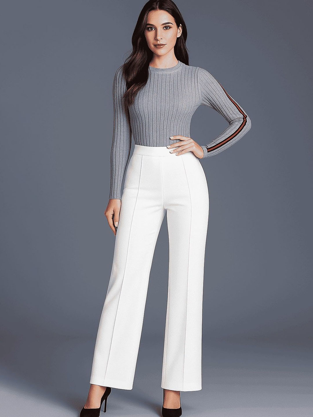 SWADESI STUFF Women Solid Relaxed Easy Wash Pleated Front Regular Trousers