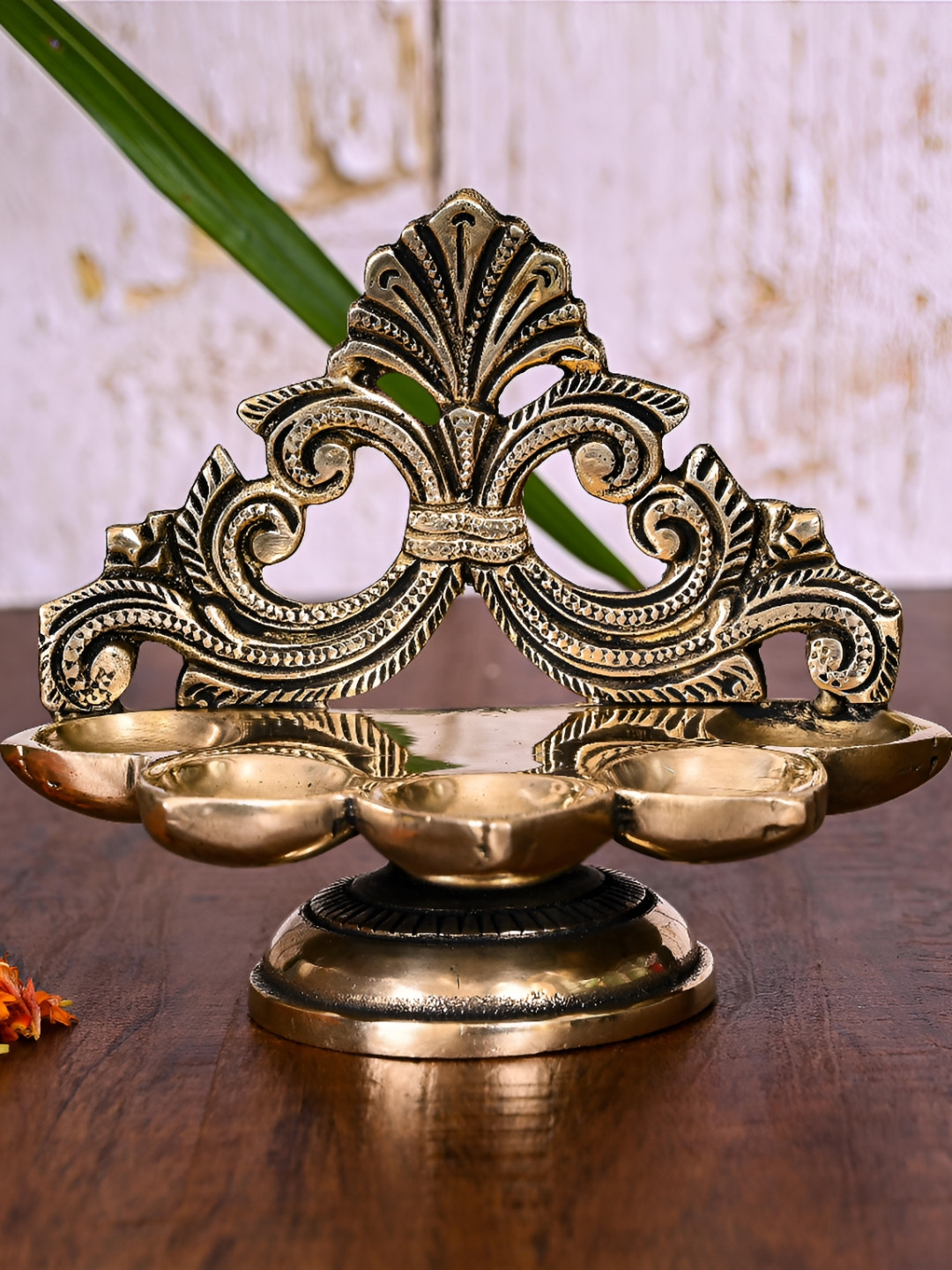 Vedansh Craft Gold Toned Textured Eco Friendly Five Petal Diya
