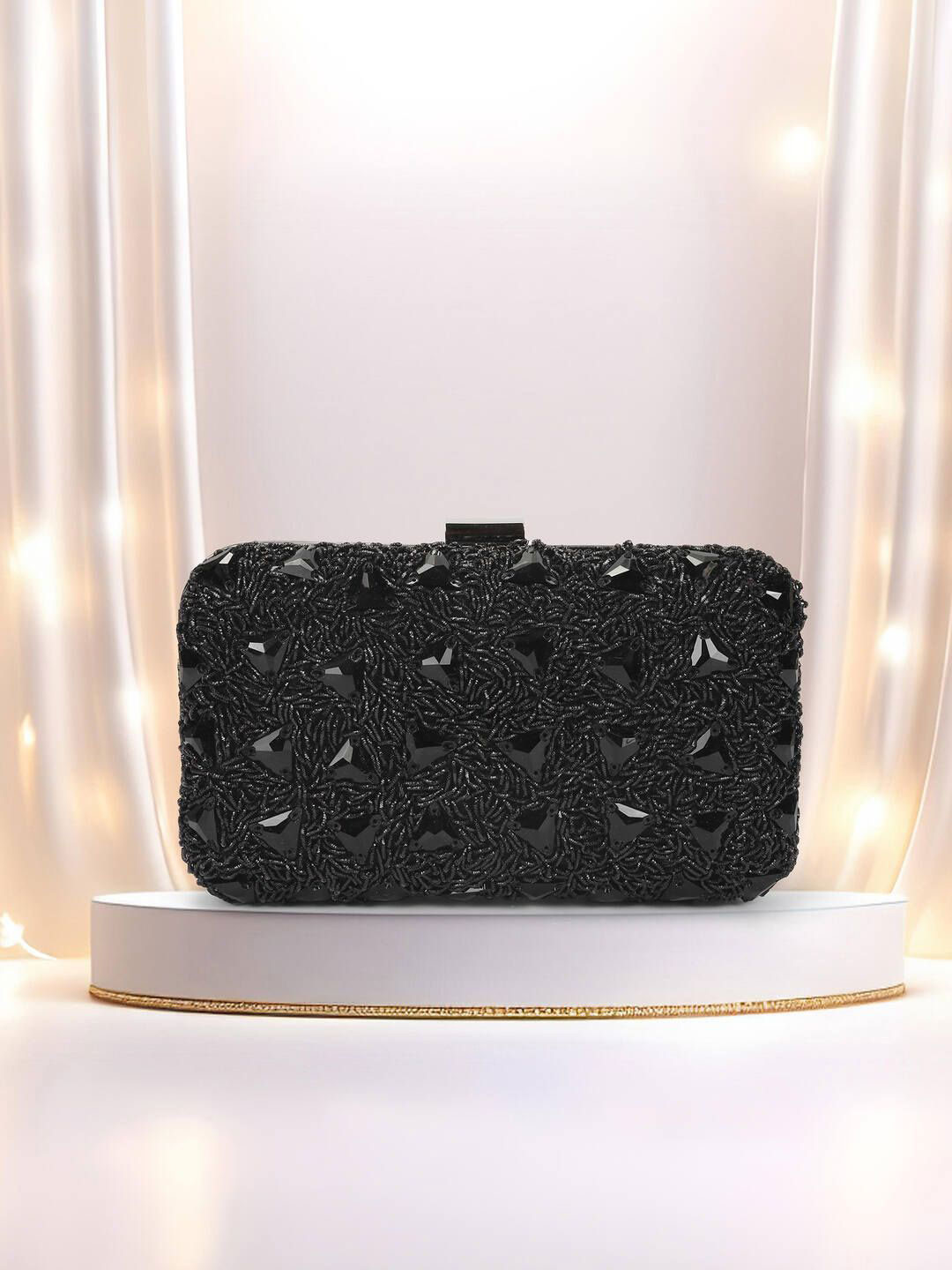 Cheemo Embellished Box Clutch With Click Closure
