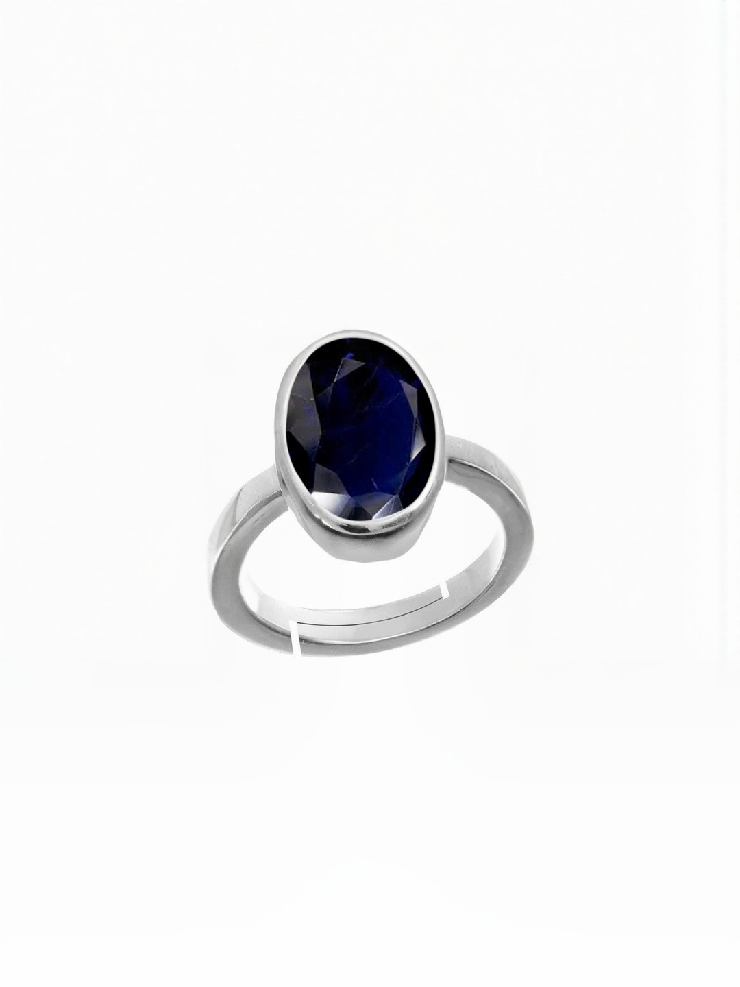 RAVIOUR LIFESTYLE Silver-Plated Sapphire Natural Neelam Finger Ring