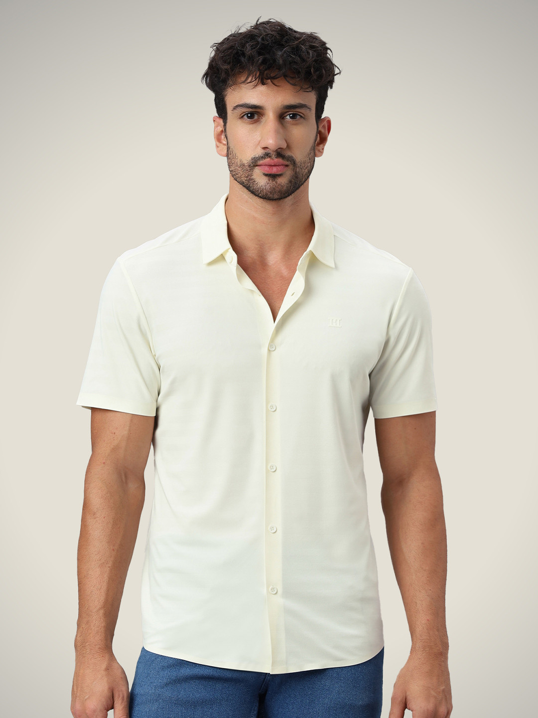 Hektor Herringbone Open Button Bonded Sweat Wicking UV Protected Shirt