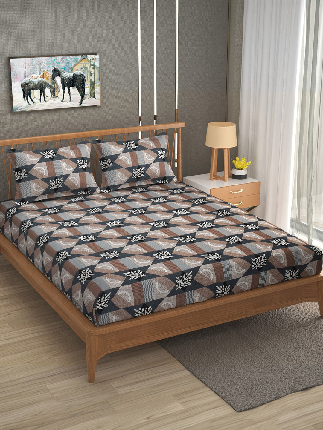 Polycotton Skin-Friendly 130 GSM King Superfine Bedsheet with 2 Pillow Covers