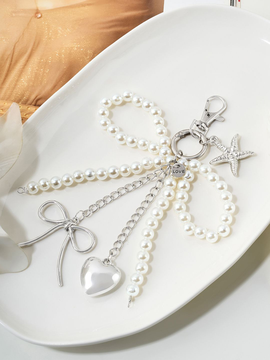 JOKER & WITCH Sea Pearlie Bow Beaded Bag Charm