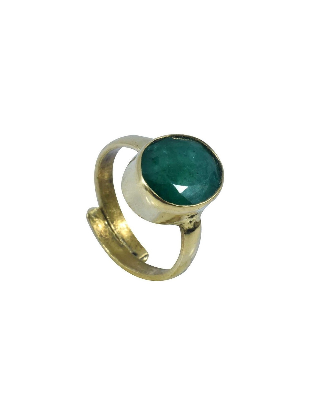 RAVIOUR LIFESTYLE Unisex Natural Panna Stone Adjustable Finger Ring