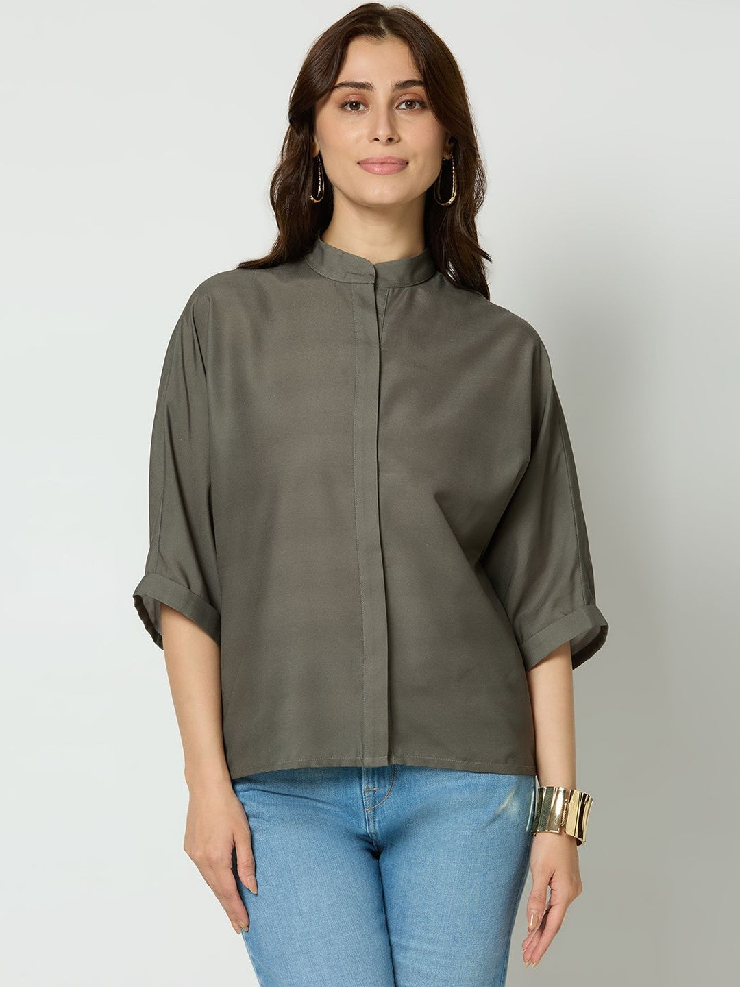 Insho Mandarin Collar Cotton Top