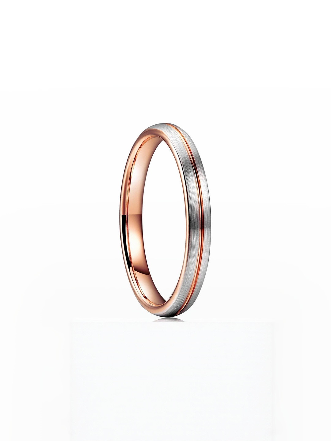 Moneekar Jewels Women Rose Gold Accents Stainless Steel Finger Ring