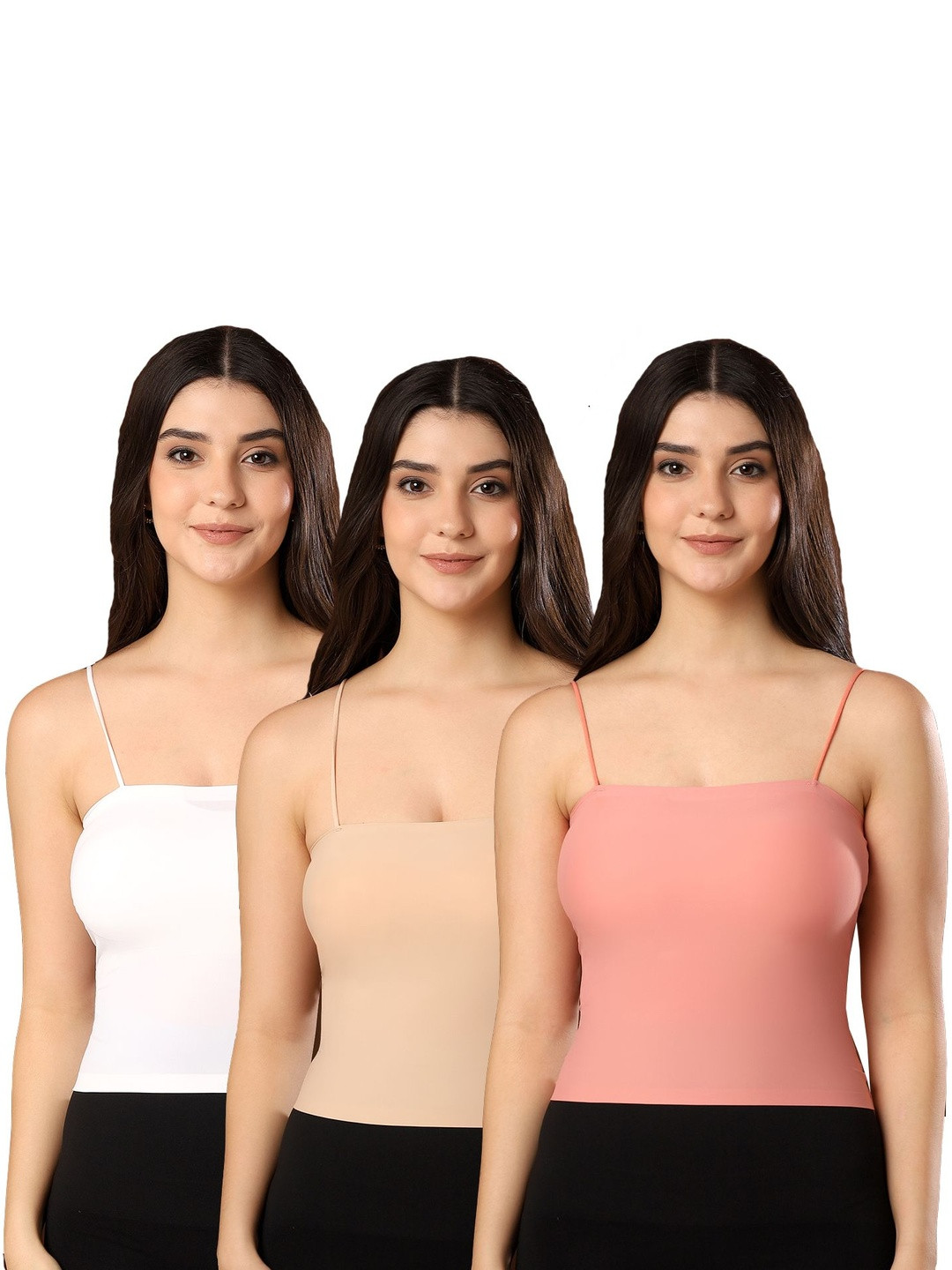 PAAVKI Women Pack Of 3 Shoulder Straps Tank Cami Tops