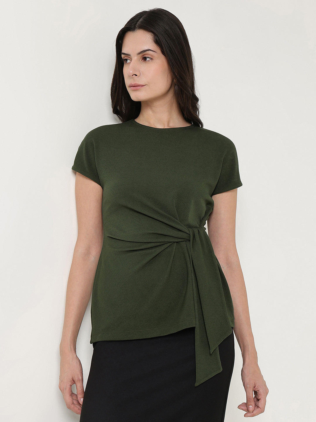 FableStreet Women Round Neck Wrap Top