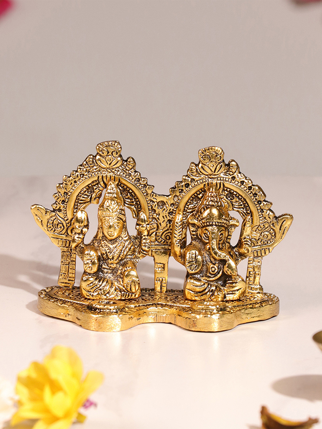 Art Street Antique Metal Lakshmi and Ganesha Brass Finished Idol Set for Pooja Room
