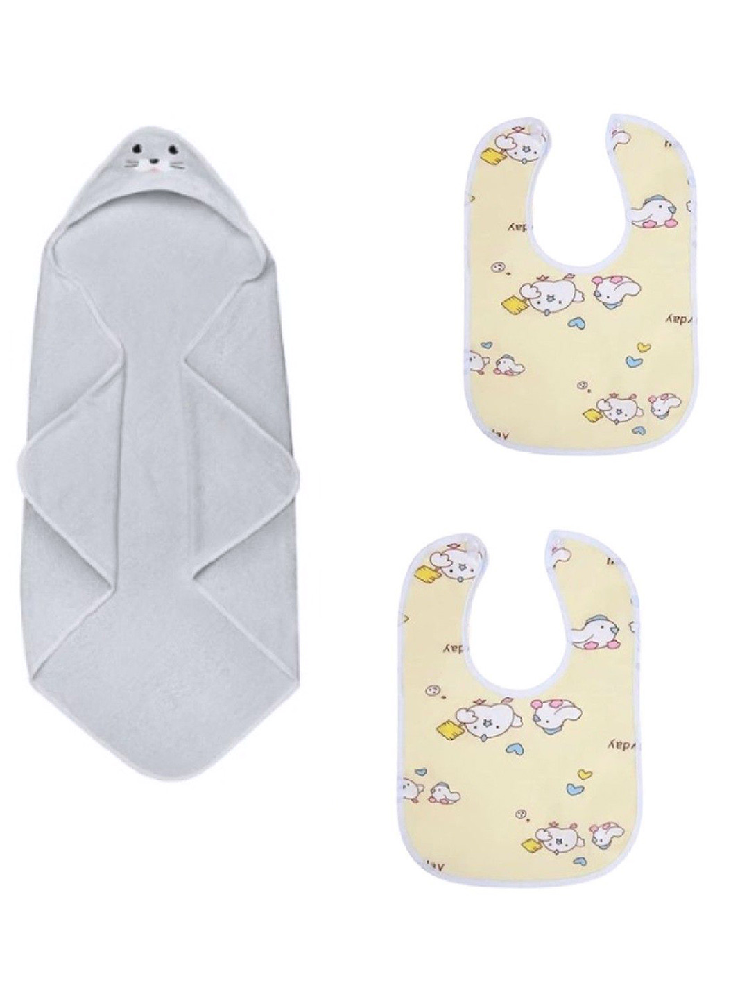Kalra Magic Infant Kids Set Of 3 Printed Waterproof Baby Arpon Bib and neck Pillow