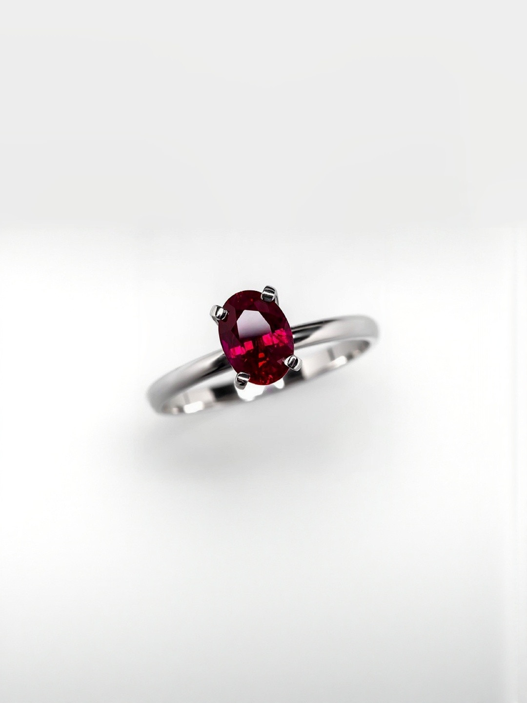 RAVIOUR LIFESTYLE Unisex Silver-Plated Finger Ring with Ruby (Manik) Stone