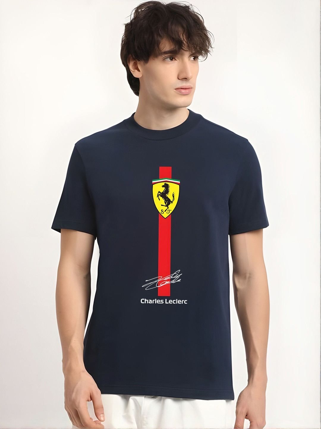 SZN Men Scuderia Ferrari Formula 1 Printed Round Neck T-shirt