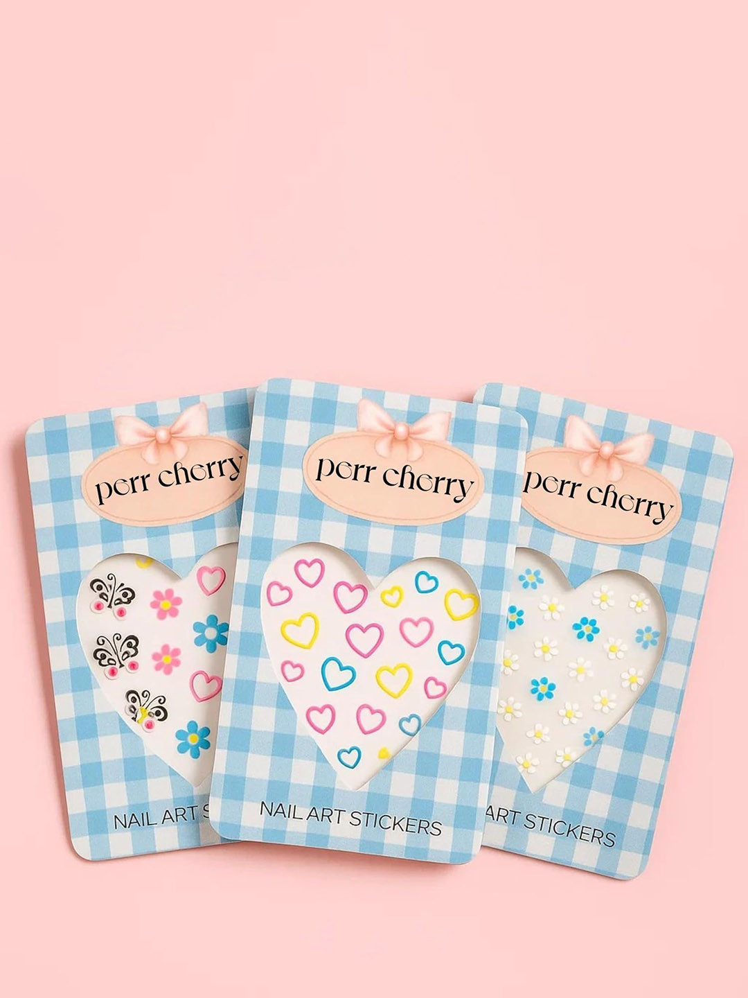 PERR CHERRY Set Of 3 3D Nail Art Sticker Sheets