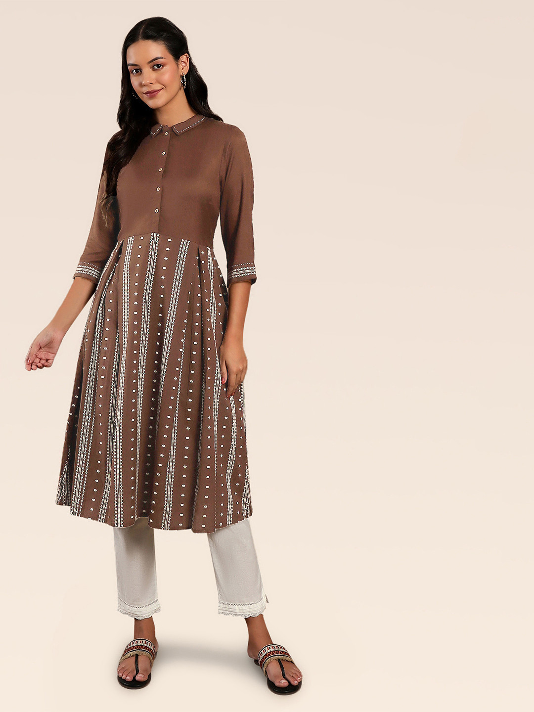 W Printed Midi Cotton Kurta