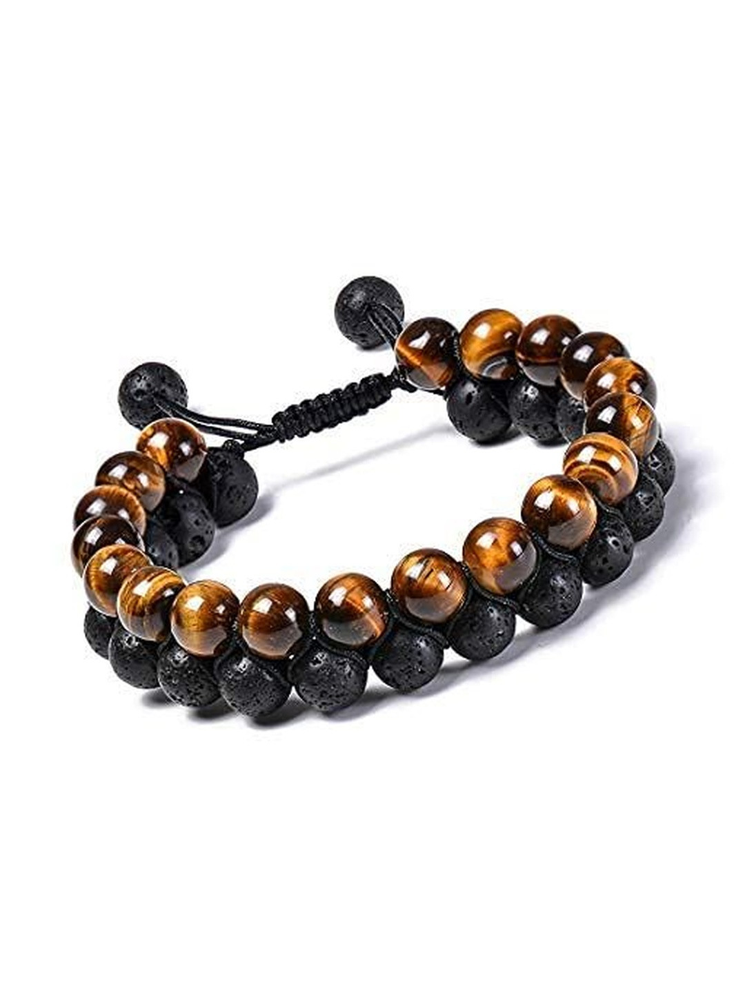Moneekar Jewels Unisex Tigers Eye & Lava Stone Absorb and hold Essential Oil Armlet