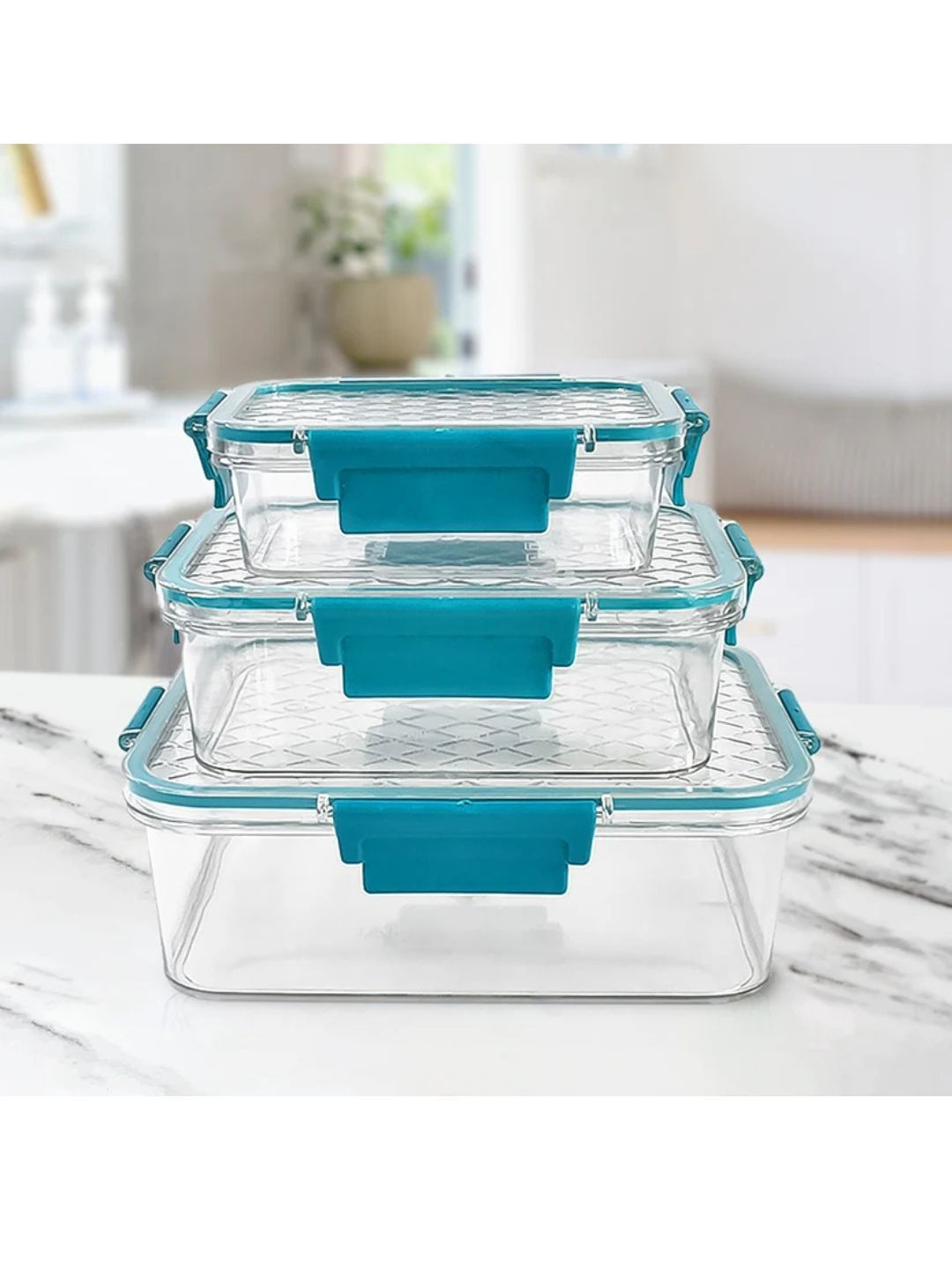 DeoDap Set Of 3 Multi Colored Multipurpose Plastic Containers