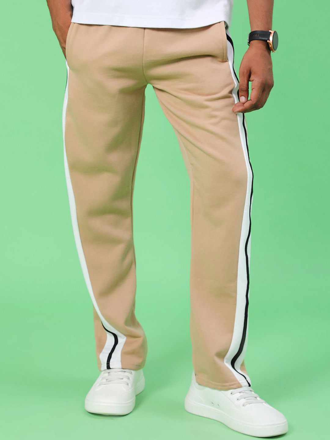 V-Mart Men Color Blocked Mid-Rise Cotton Track Pants