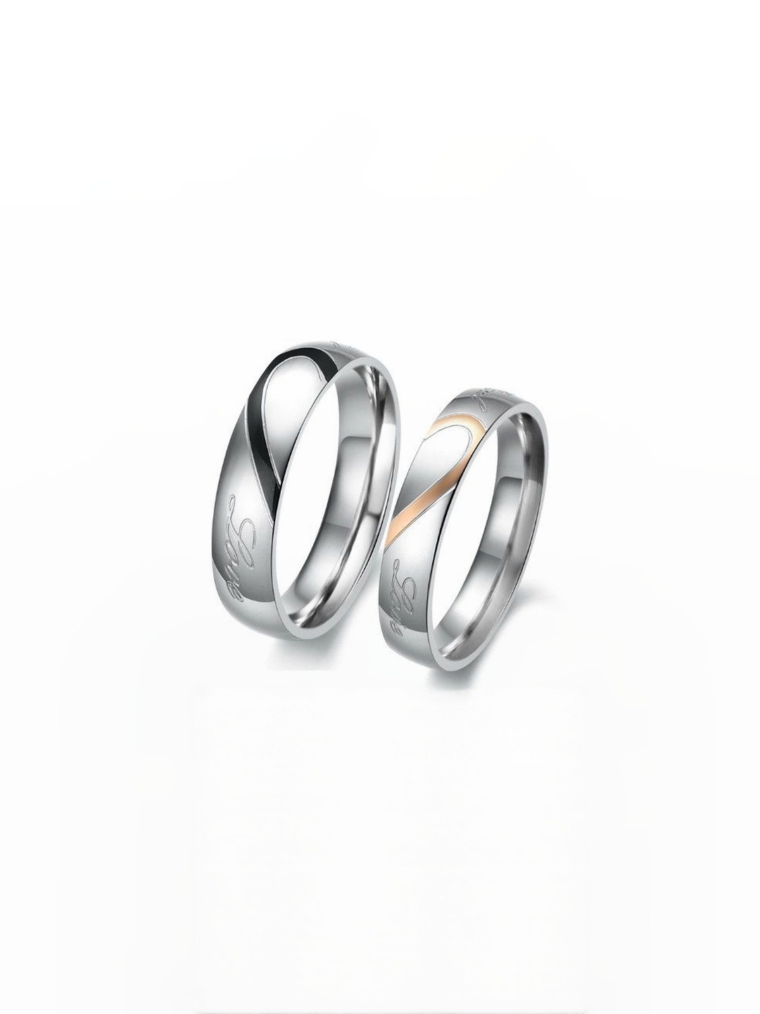 Moneekar Jewels Unisex Stainless Steel Real Love Heart Band Finger Ring