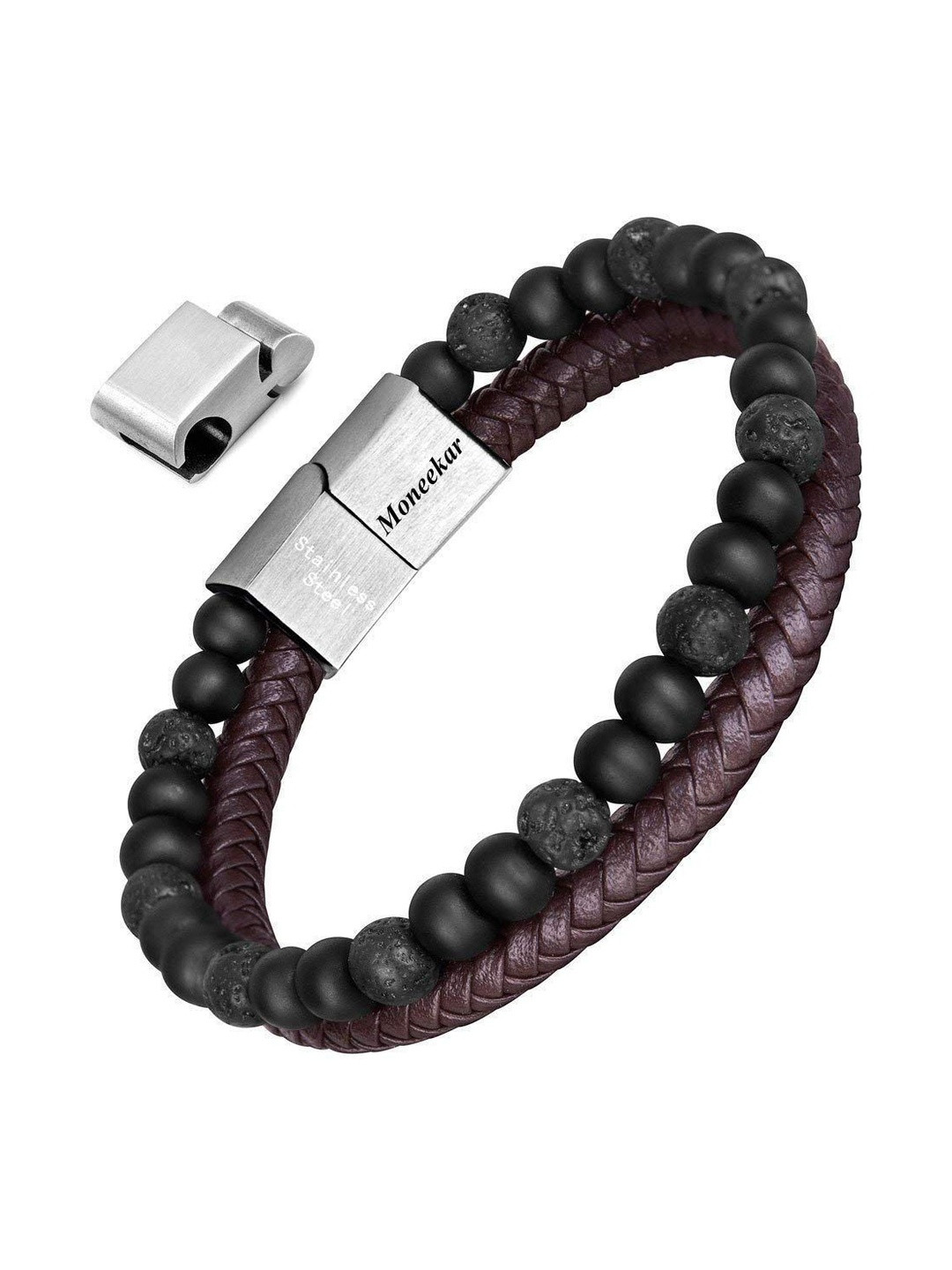 Moneekar Jewels Unisex Stainless Steel Slip On Bracelet