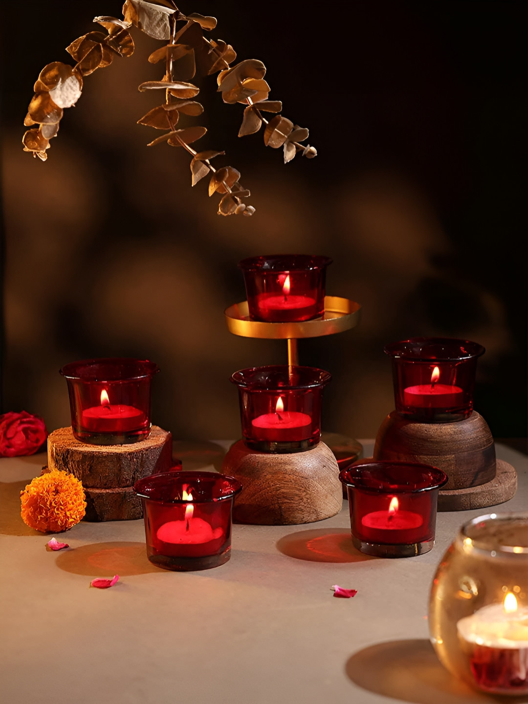 Floweraura Red 6 Pieces Tealight Candles