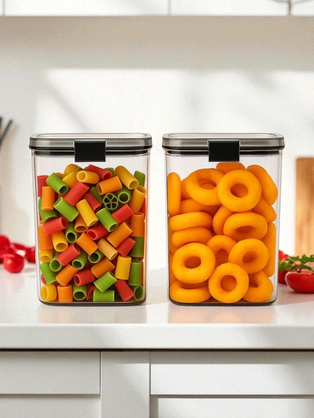 DeoDap Pack Of 2 Transparent 1200 ML Airtight Lock Food Storage Container Set