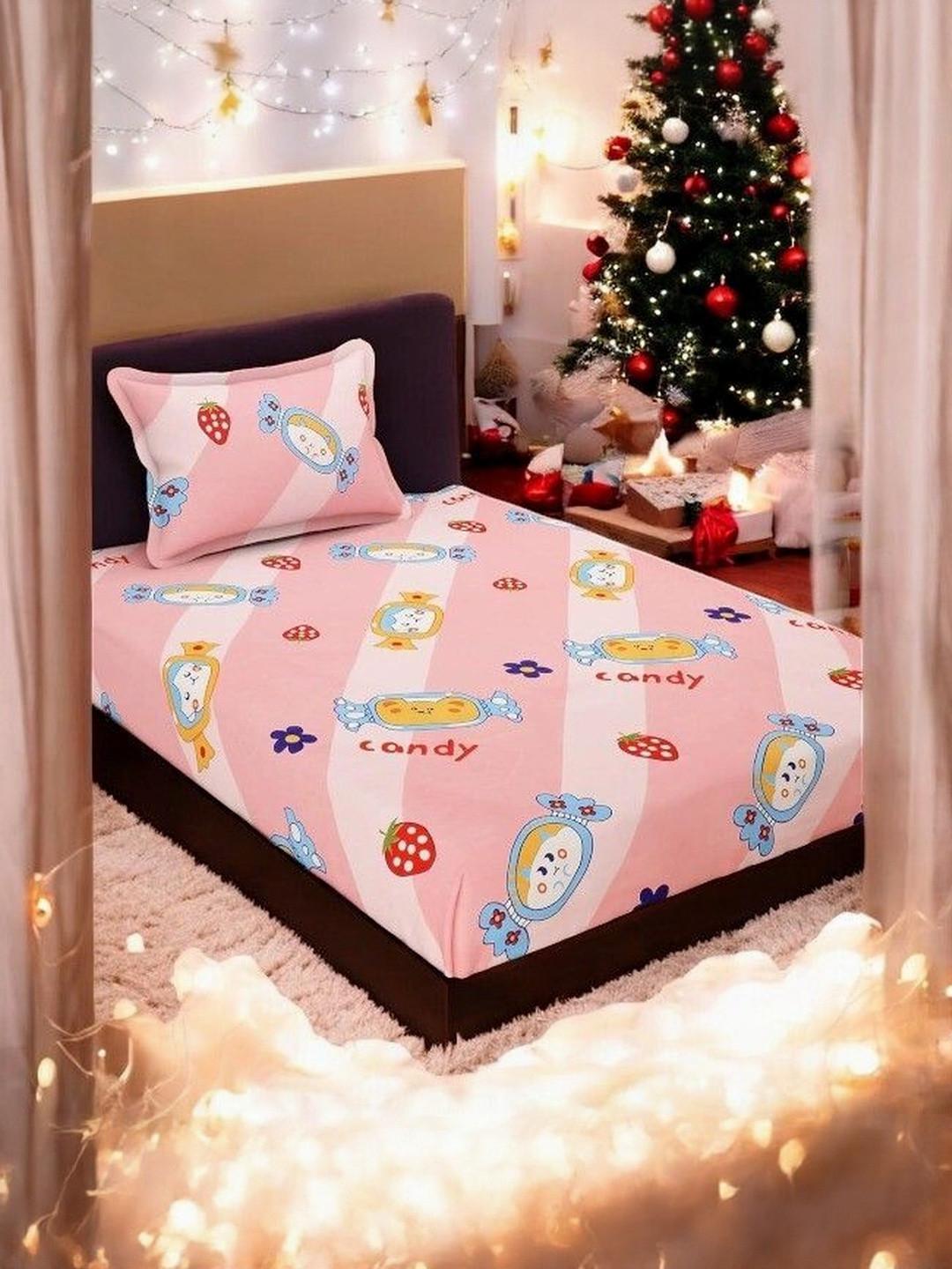 WELLNEST Unisex 110 Thread Count Single Cotton Bedsheets