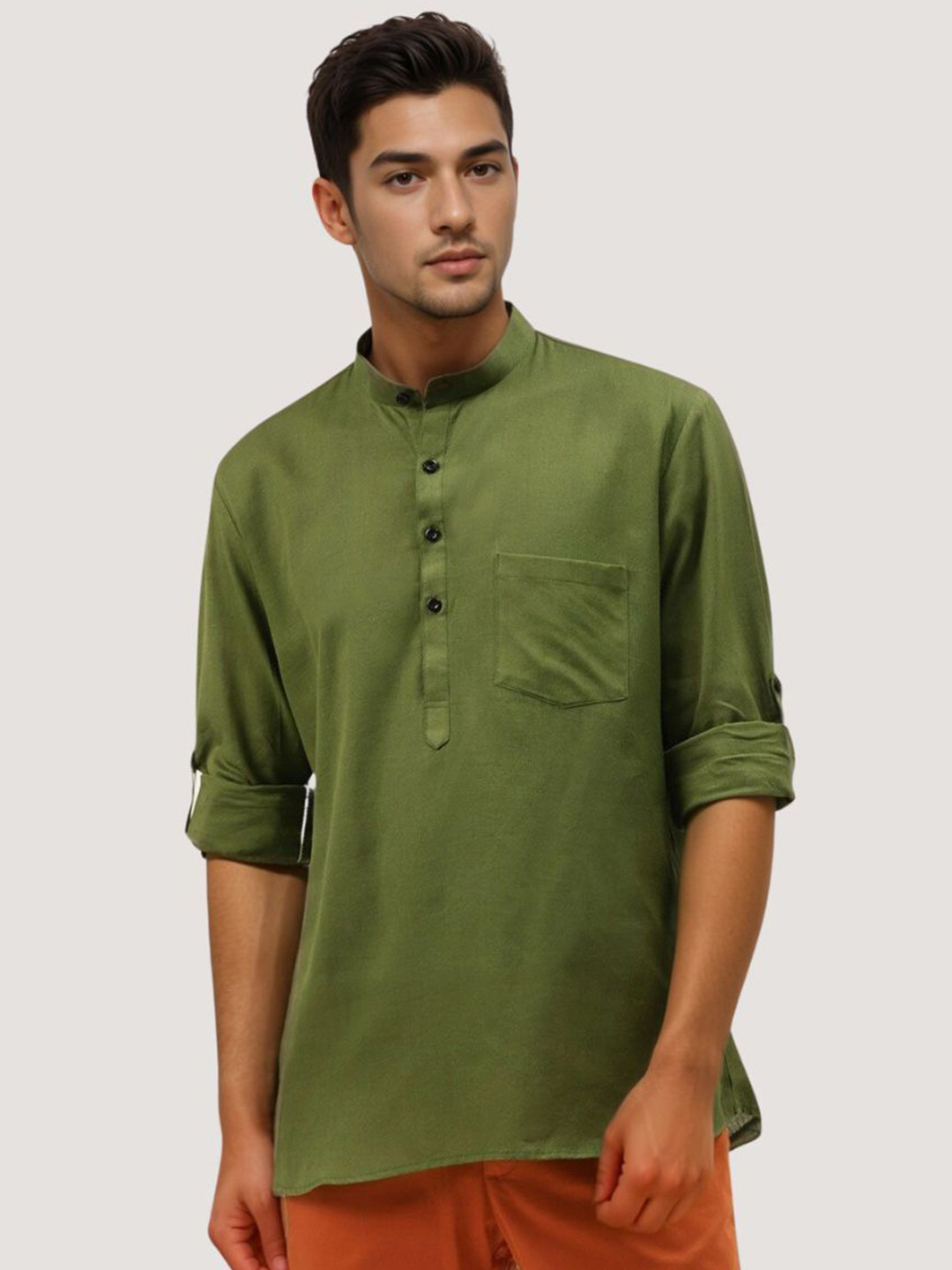 Darbar inn Men Mandarin Collar Cotton Kurta