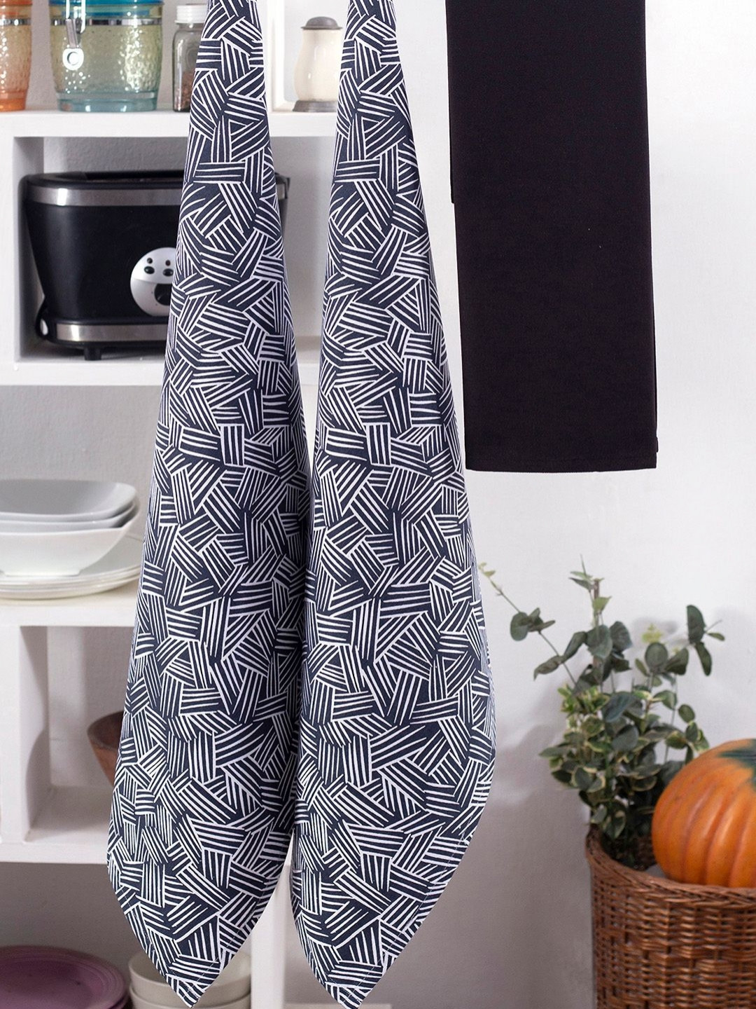 MASPAR Black & White 3 Pieces Printed Kitchen Towels