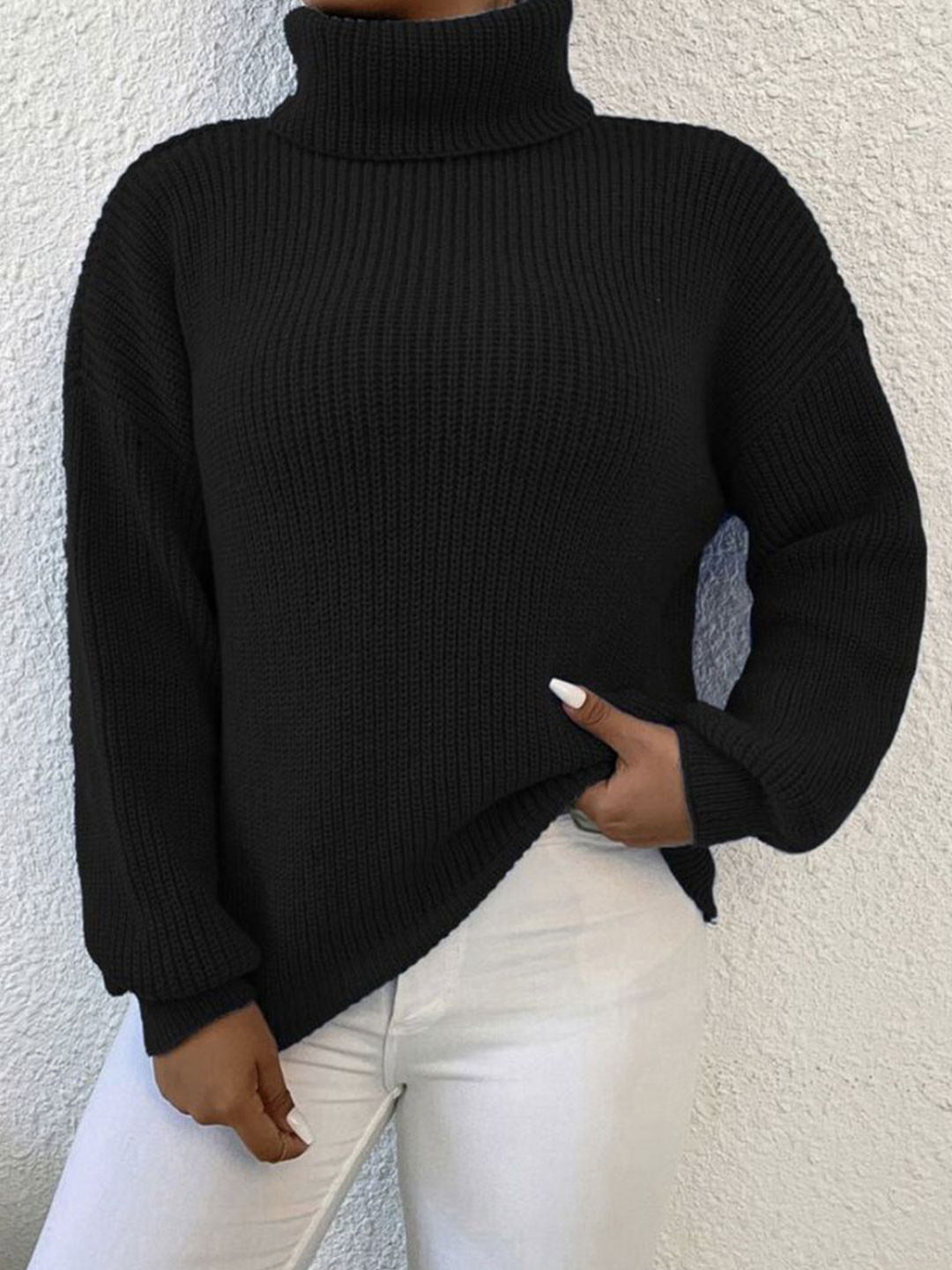 StyleCast Women Ribbed Turtleneck Long Sleeves Sweater
