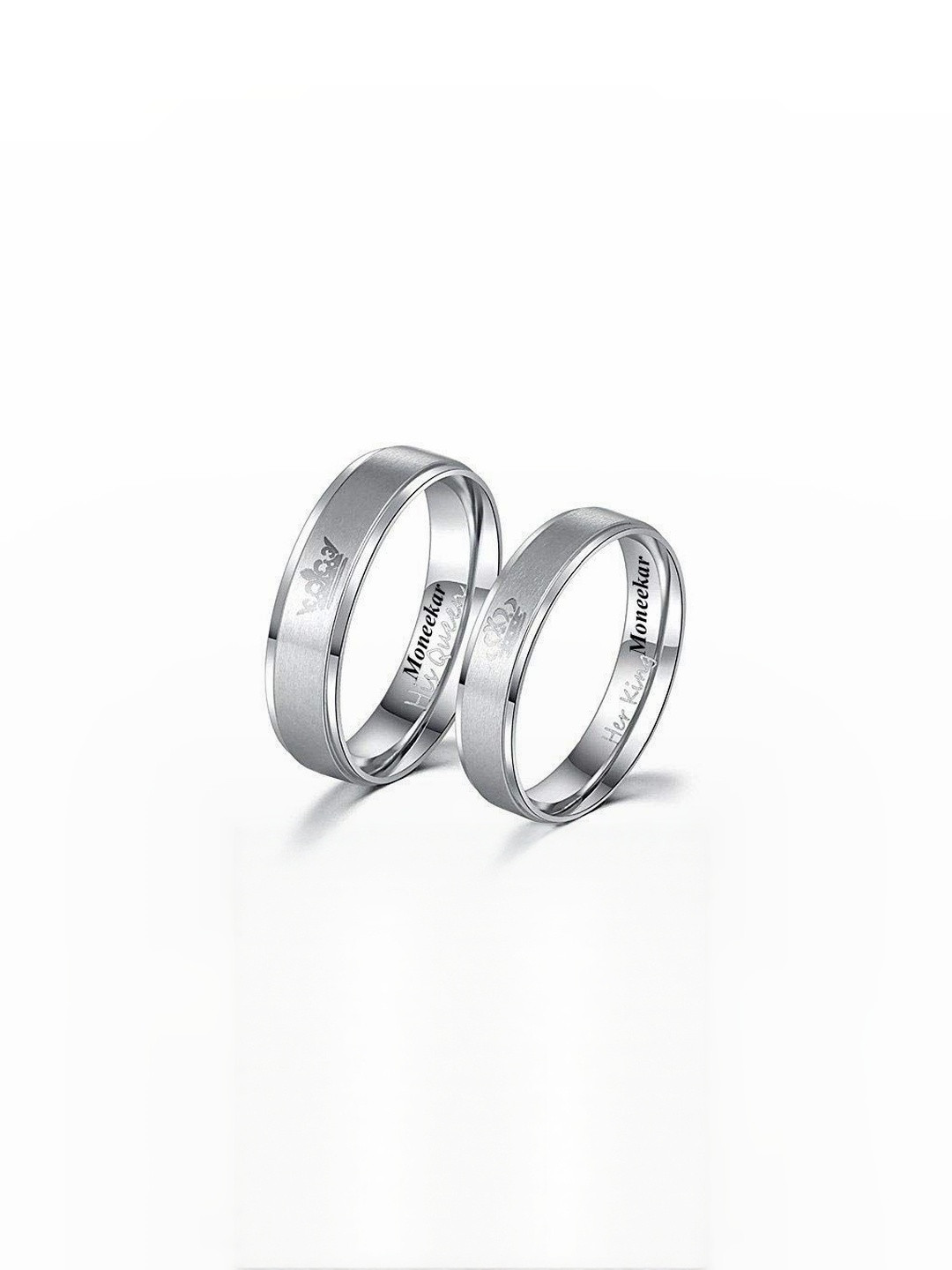 Moneekar Jewels Unisex Set of 2 Stainless Steel Couple Bands
