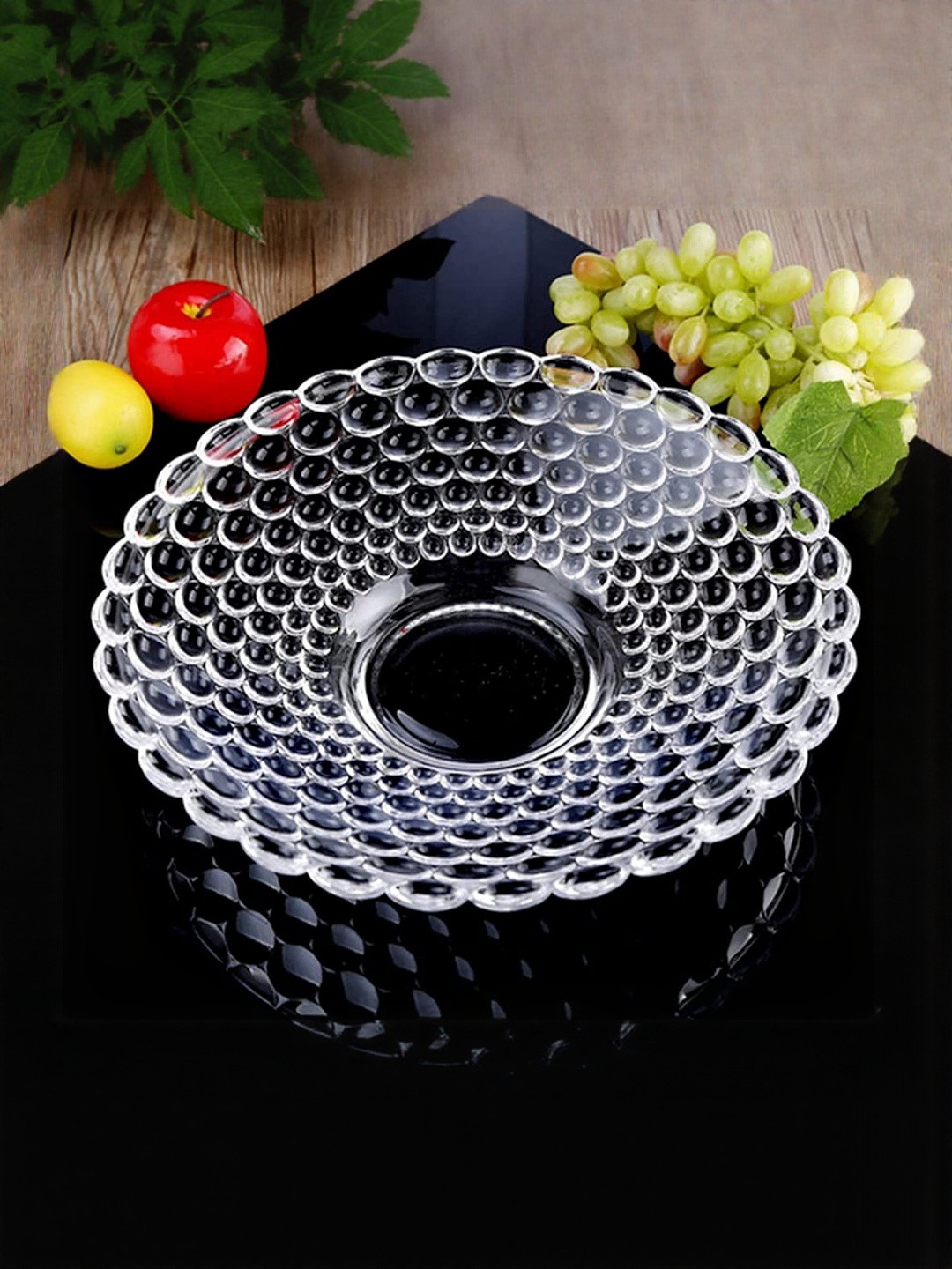 1ST TIME Transparent Textured Glass Dishwasher Safe Plates
