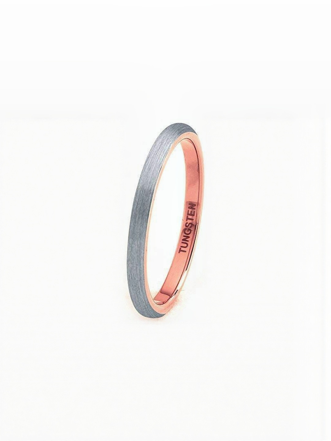 Moneekar Jewels Unisex 18K Rose Gold-Plated Domed Brushed Tungsten Finger Ring