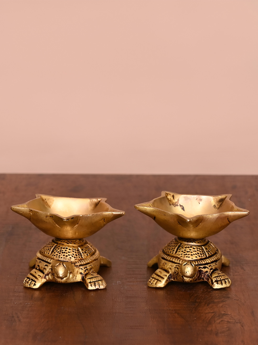Vedansh Craft 2 Pieces Gold Toned Textured Eco Friendly Tortoise Oil Diyas