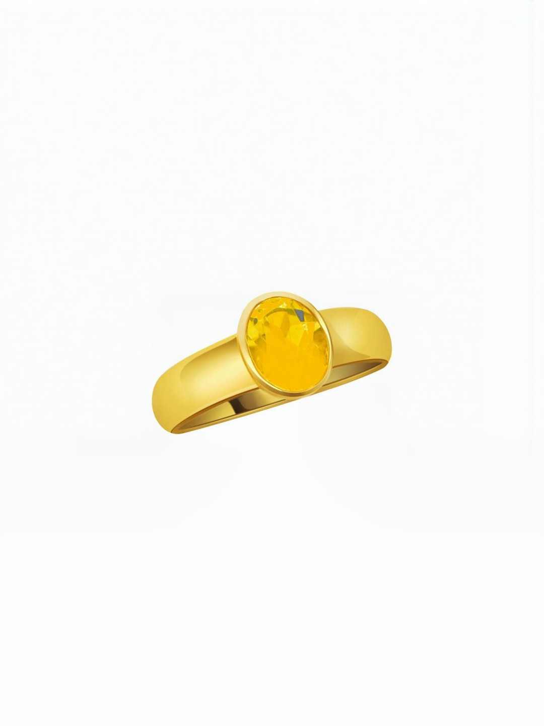 RAVIOUR LIFESTYLE Unisex Gold-Plated Traditional Yellow Sapphire Finger Ring