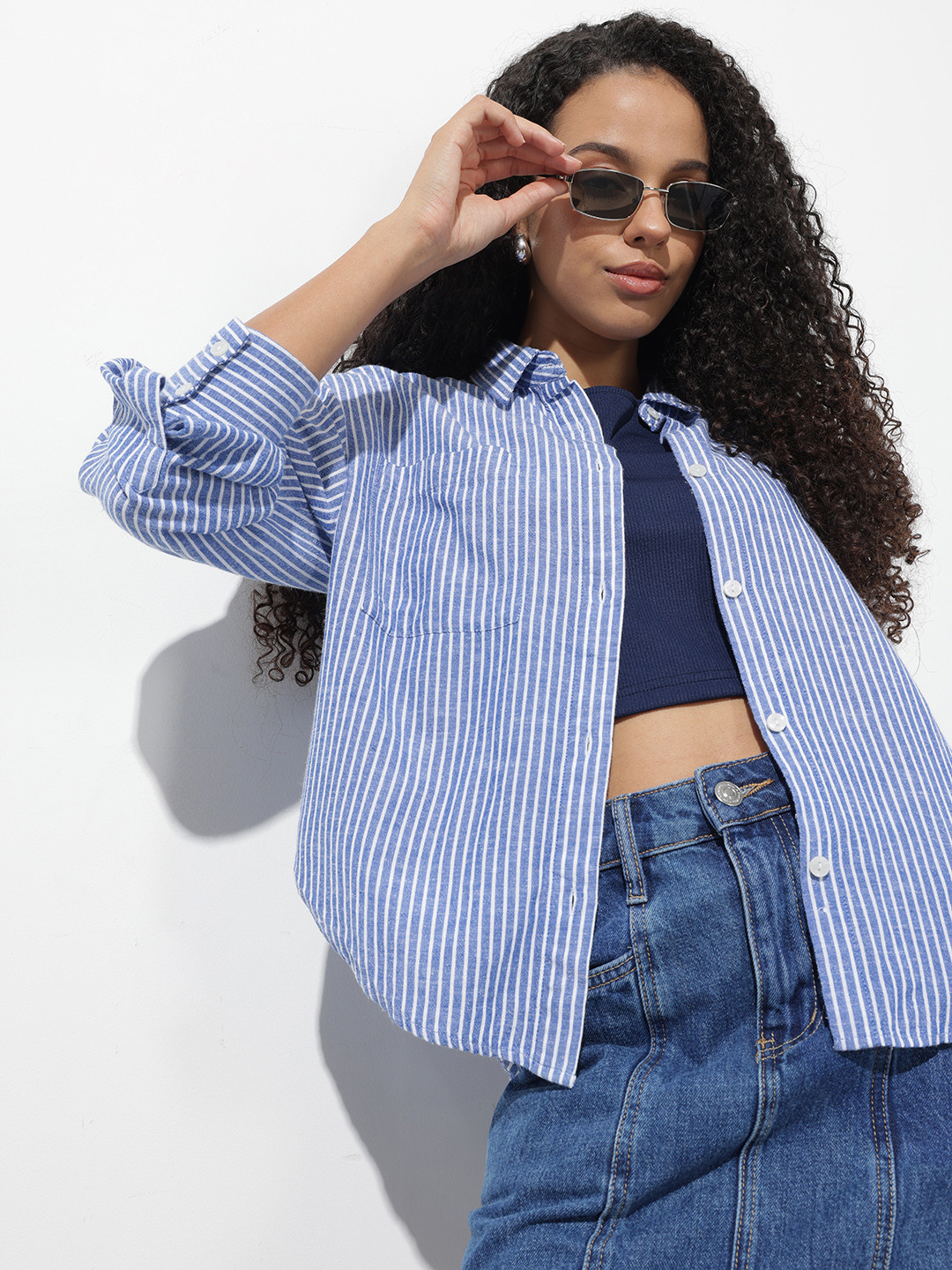 The Roadster Life Co. Striped Drop-Shoulder Sleeves Relaxed Fit Casual Shirt