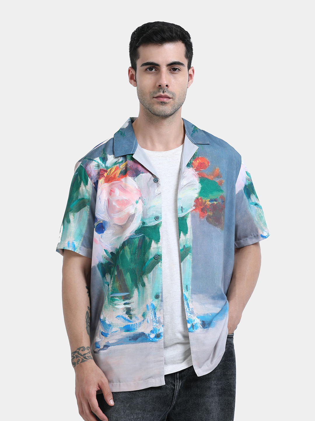 StitchX Men's Half Sleeve Tropical Printed Relaxed Fit Shirt