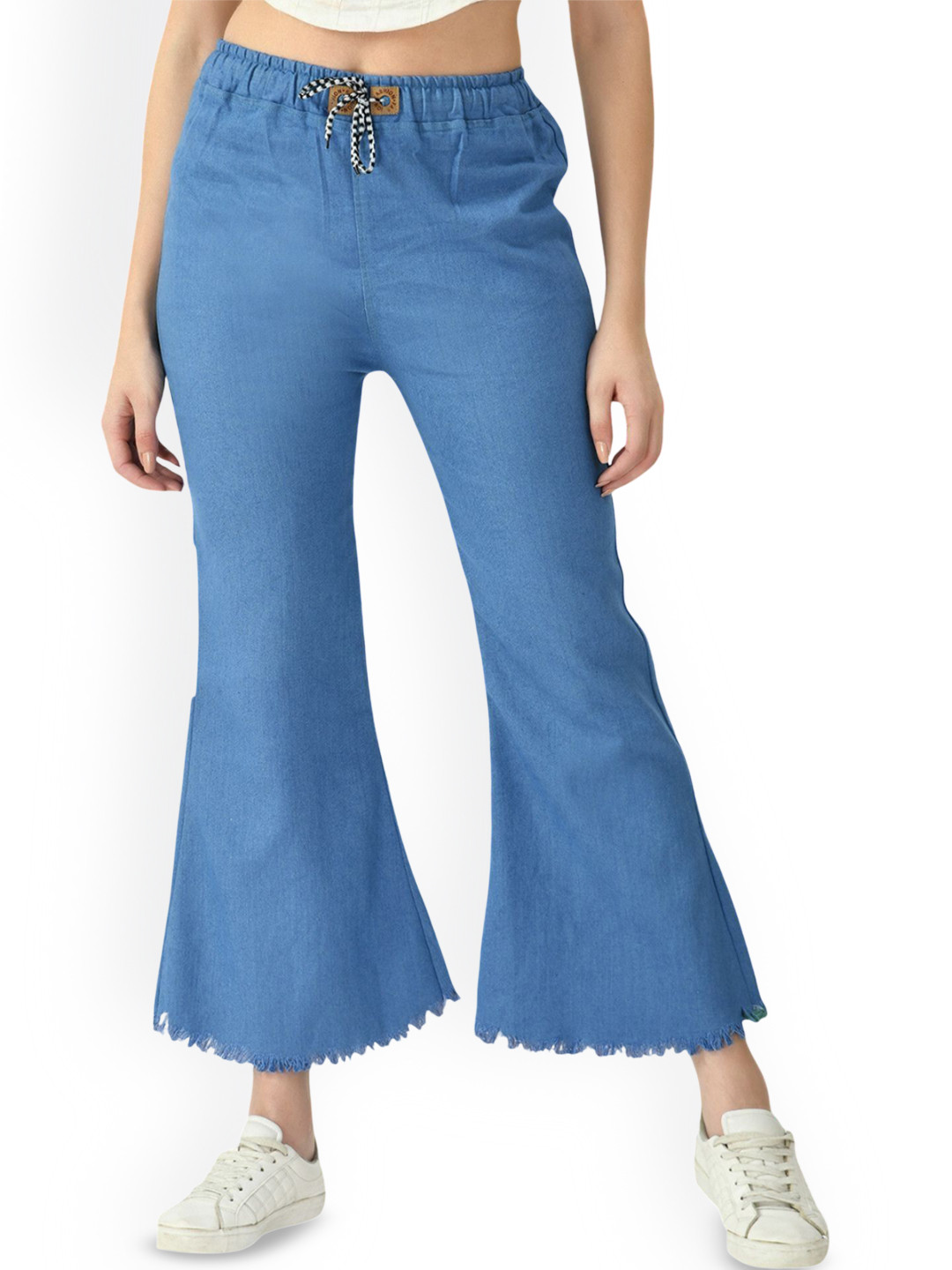 NEUNK Women Comfort Regular Fit Mid-Rise Elasticated Drawstring Stretchable Jeans