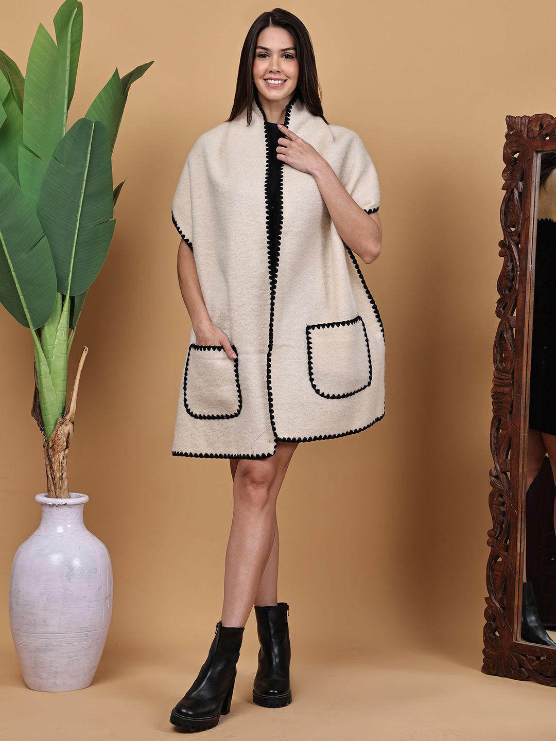 LOOM LEGACY Women Solid Taping Winter Woolen Stoles