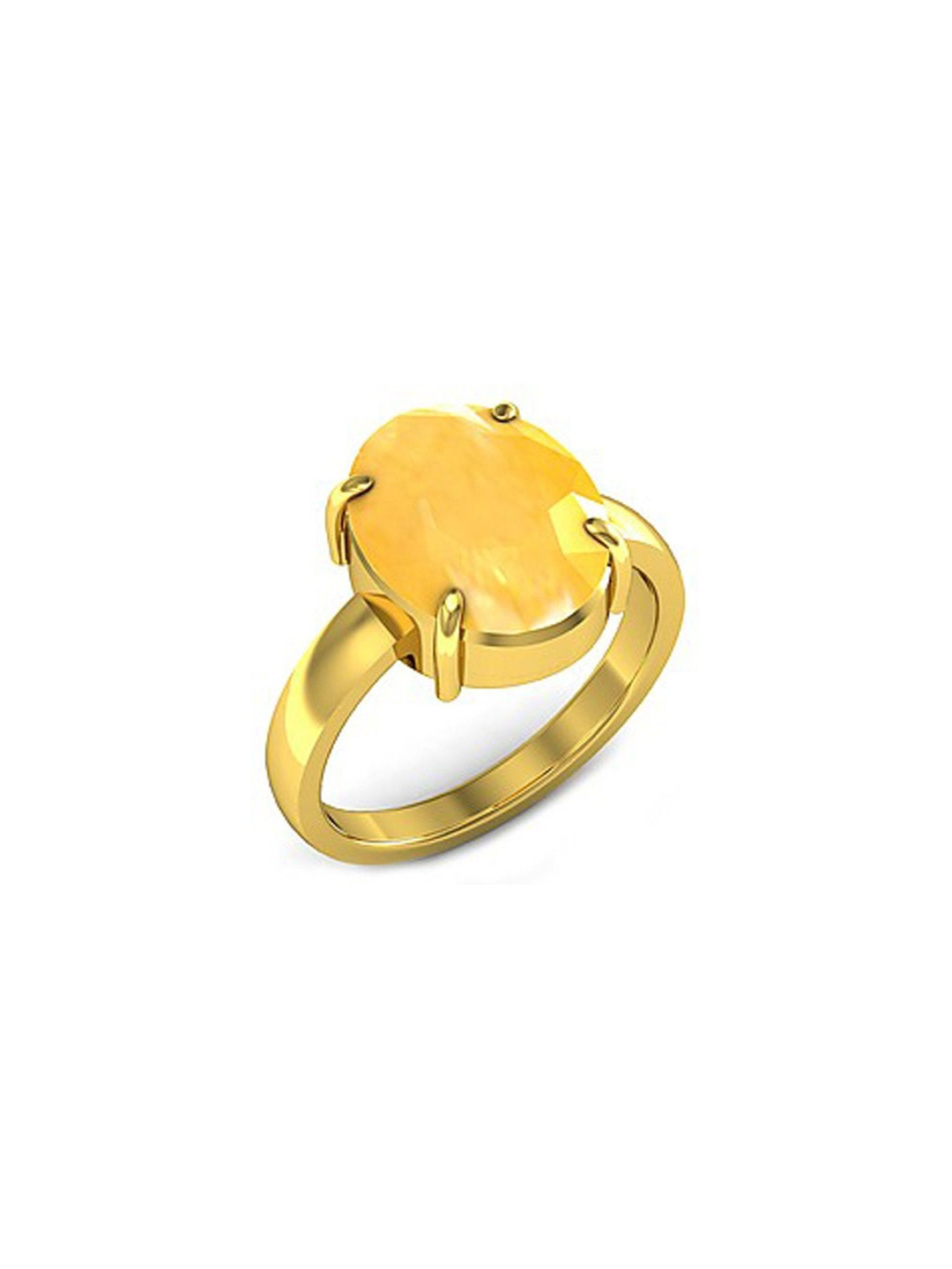 RAVIOUR LIFESTYLE Unisex 7.25 Ratti Yellow Sapphire Copper-Plated Finger Ring