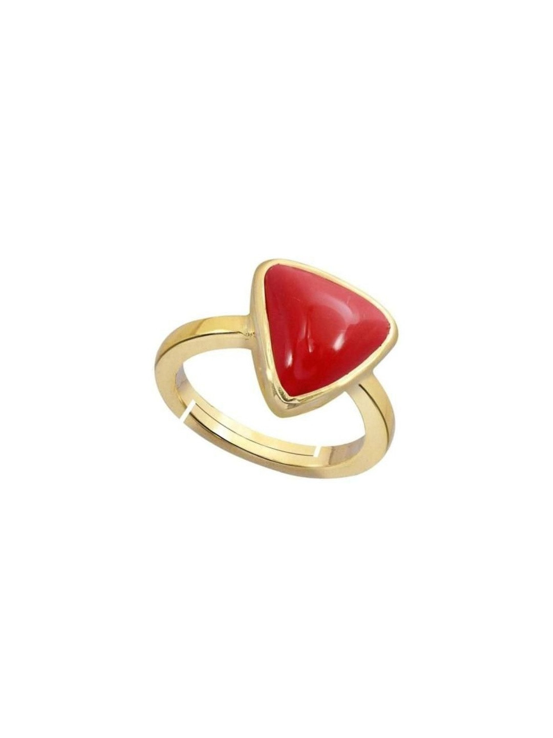RAVIOUR LIFESTYLE Unisex Gold-Plated Red Triangle Finger Ring
