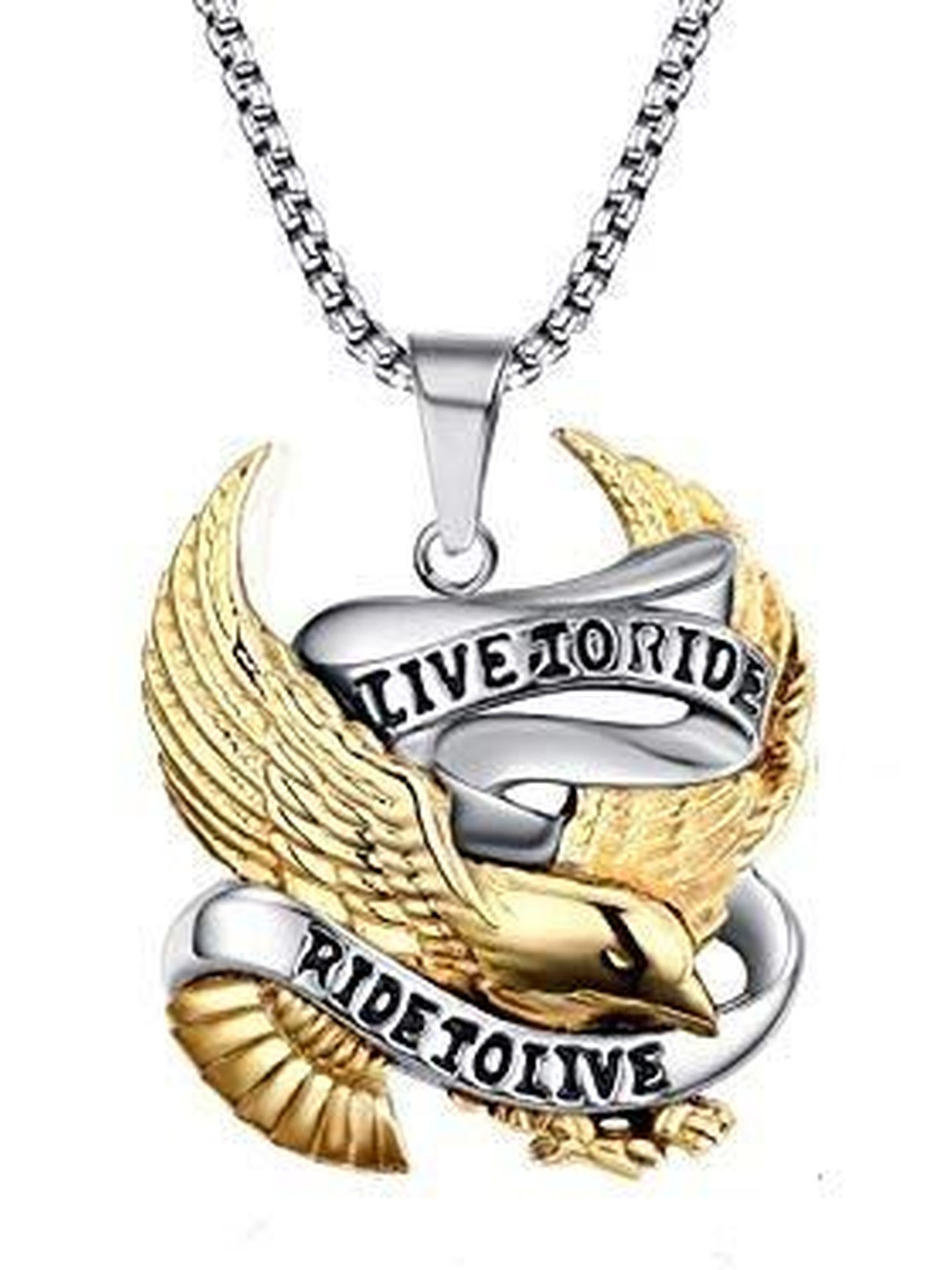 Moneekar Jewels Men Eagle Shaped Stainless Steel Pendant Necklace