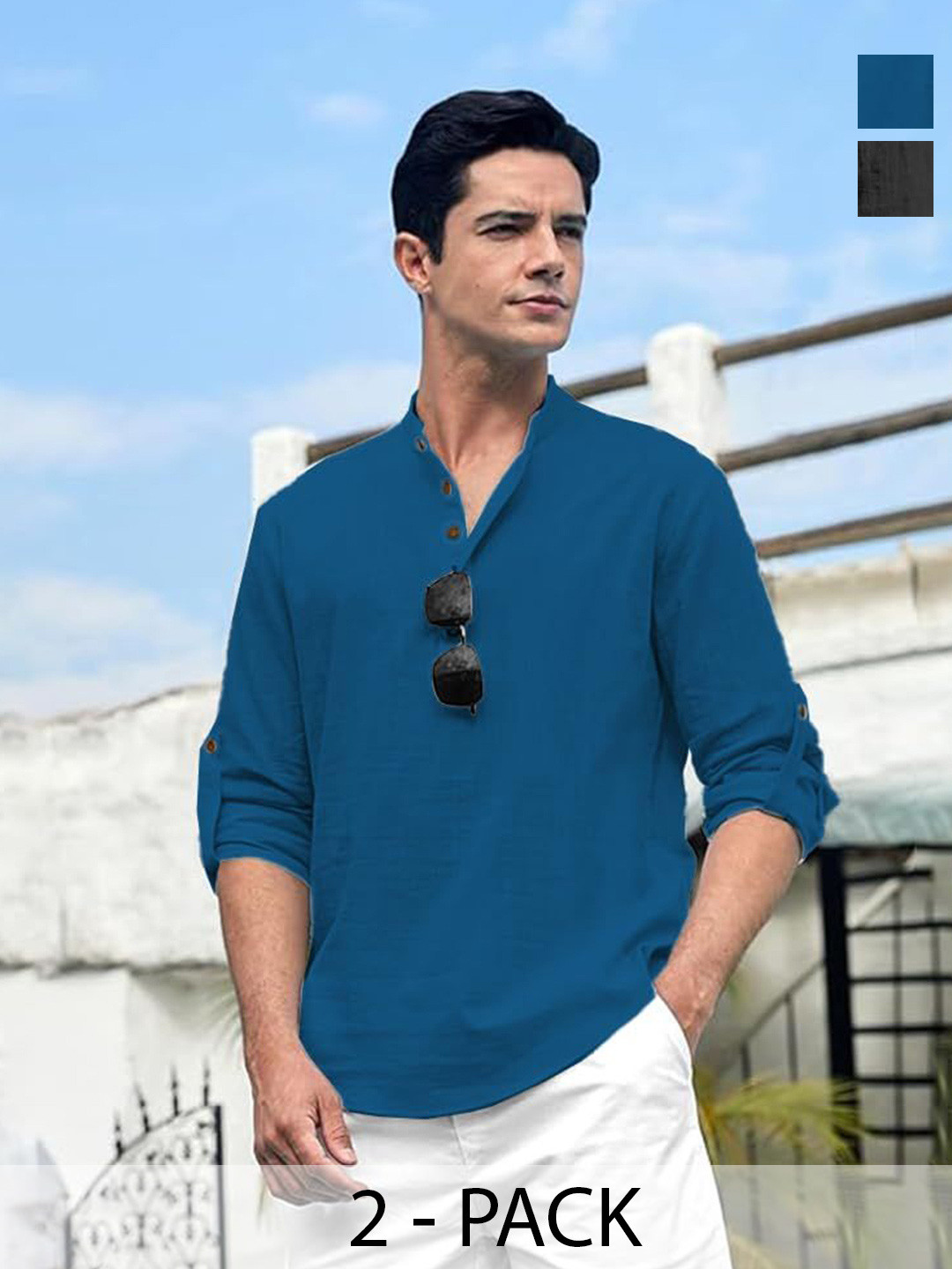 AMRIT TOP WEAR Men Pack Of 2 Mandarin Collar Kurta